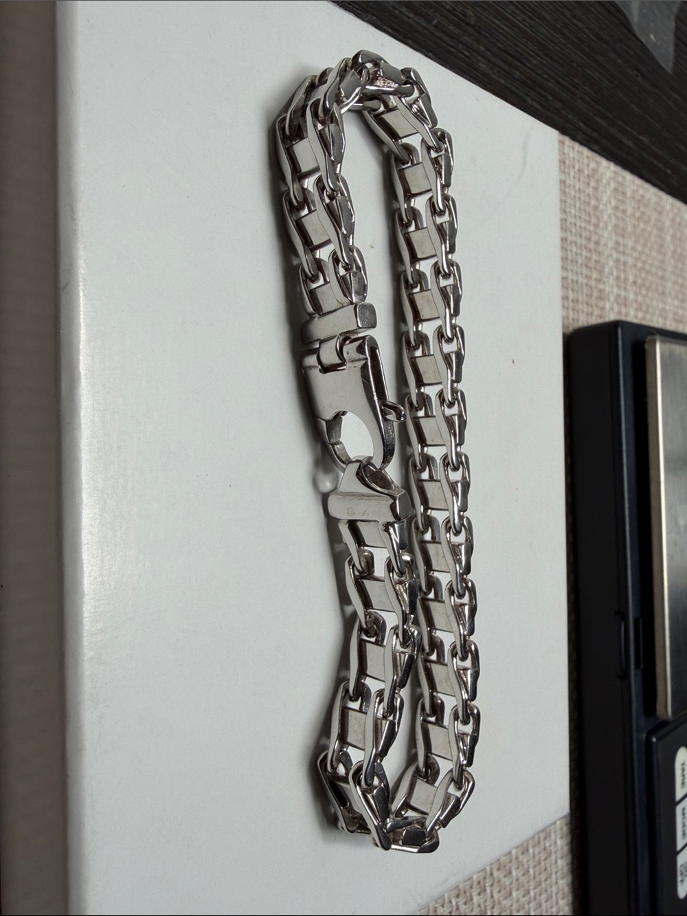 14k white gold Box-Link Bracelet - Shiny Silver
